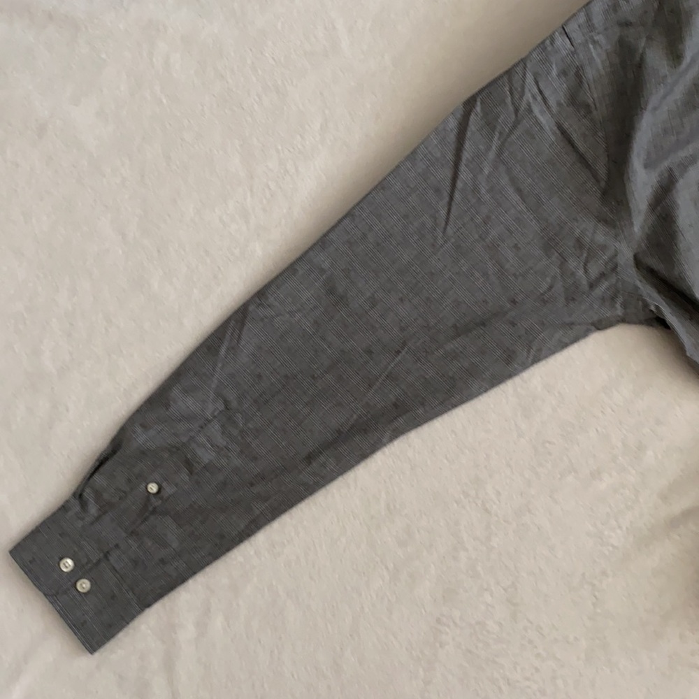 Allen Edmonds | Plaid Wrinkle Free Cotton Button Down Shirt Gray/Grey (L) - Picture 14 of 16